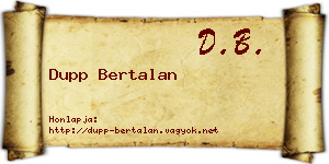 Dupp Bertalan névjegykártya